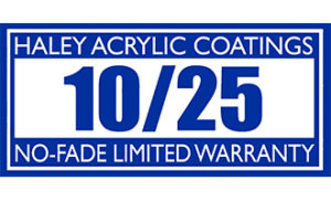 Haley Acrylic Coating Warranty Logo 10-25 BLUE