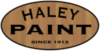Haley Paint logo with woodgrain background