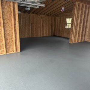 poly floor shield applied in a garage