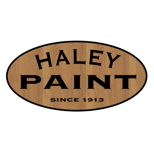 haley paint logo with woodgrain background